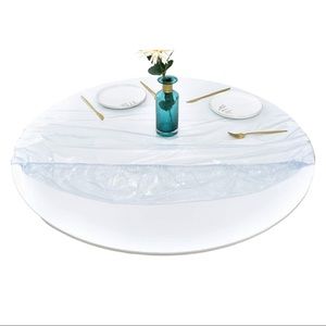 Indoor Outdoor Heavy Duty Clear Transparent Round Fitted Vinyl Tablecloth